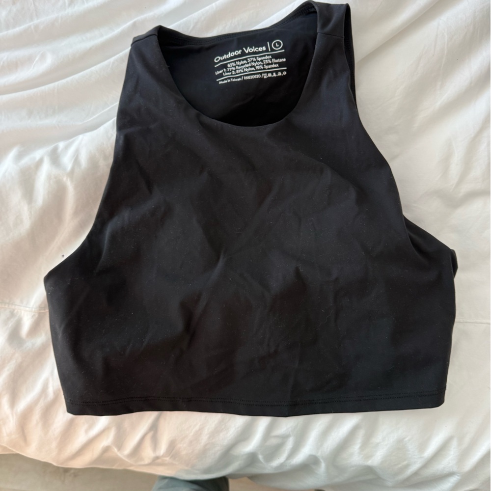 Outdoor Voices Black High-Neck Crop Top